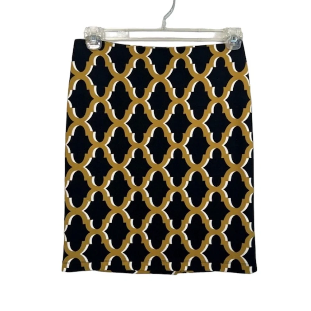 J. McLaughlin Office Workwear Pencil Skirt In black and golden yellow size 2